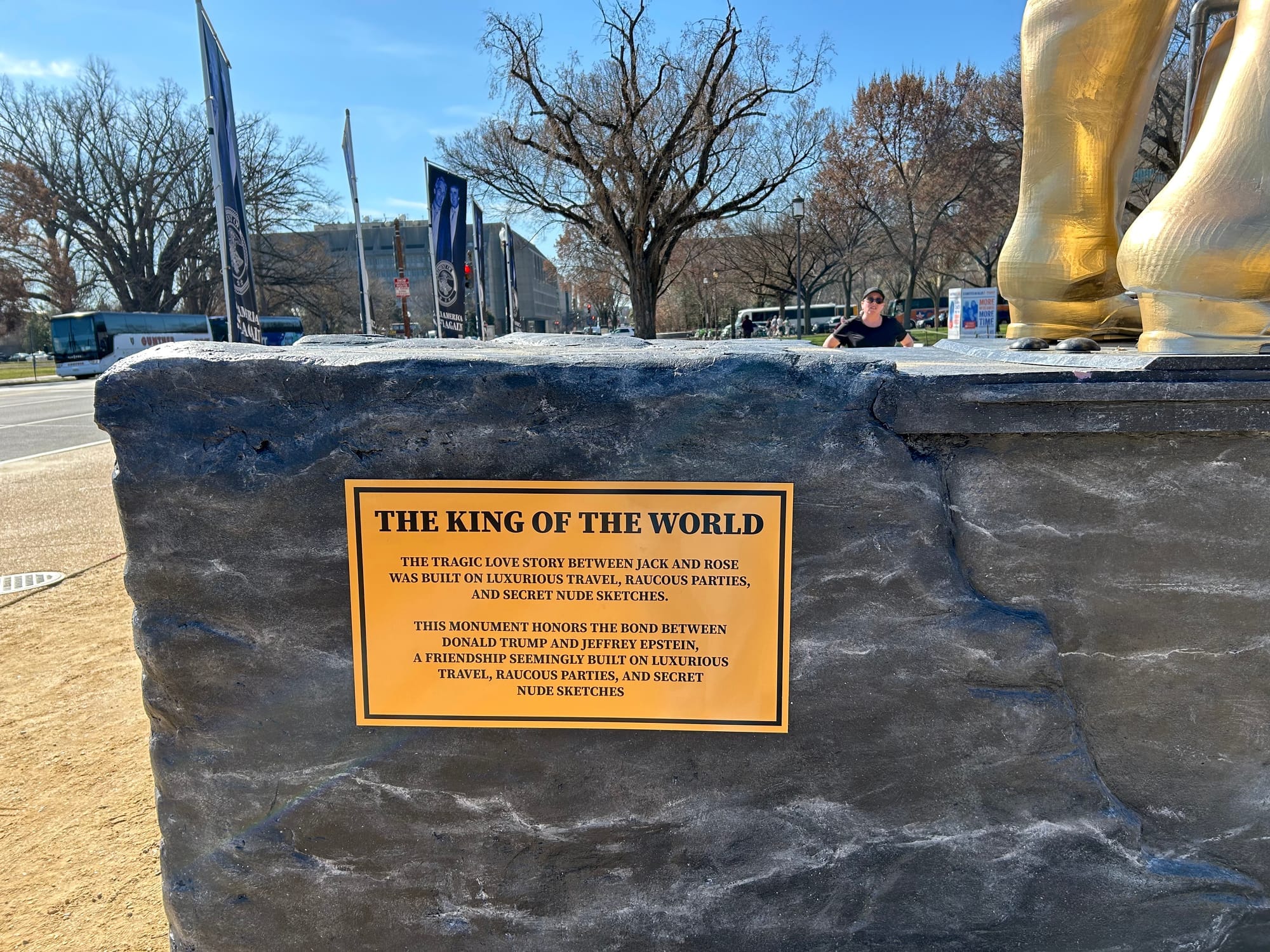 A Trump-Epstein Sculpture on the National Mall Shows How Guerrilla Art Became a Genre Without a Punch